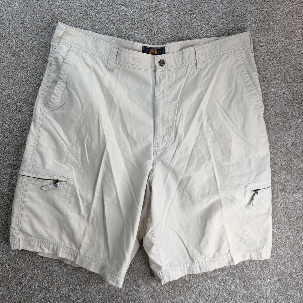 Route 66 Cargo Shorts Mens 42 Beige Cotton Canvas Relaxed Fit Casual Summer